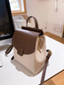 viney牛皮双肩包女时尚小背包旅行大容量通勤轻便大学生旅游书包休闲 【白配咖】送老婆女朋友高级感实用 实拍图