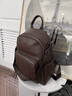 viney牛皮双肩包女休闲时尚背包轻便出行旅行包背包大容量学生电脑书包 【咖啡色】送老婆女朋友高级感实用 实拍图