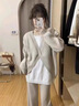 妈妈本色孕妇套装春秋冬装2025新款时尚洋气慵懒风针织时髦宽松上衣两件套 杏色套装 L 实拍图