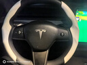 YZ适用tesla特斯拉YL/MY/M3方向盘套把超薄吸汗车内装饰改装丫配件 老款Model3/Y麂皮绒方向盘套-白色 实拍图