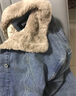 森马（Semir）牛仔棉服女拼接毛领美式复古2024冬宽松毛边夹克街头109724108017 实拍图