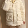 巴拉巴拉童装儿童面包羽绒服女大童冬装甜美肌理连帽外套 奶白10501-白鸭绒 -208424107017 170 实拍图