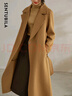 尚都比拉长款100%羊毛大衣女冬季高级感收腰双面毛呢外套 驼色 XL  实拍图