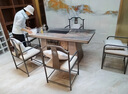 语森忆奢石岩板茶台轻奢现代感家用办公茶桌椅组合烧水泡茶一体茶几 单桌+1中国结主椅+4中国结副椅 180x80cmx73cm 实拍图
