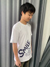雅鹿短袖t恤男纯棉春夏重磅半袖打底衫宽松大码休闲青少年印花男士t恤 雾霾蓝钓鱼白SMILE蓝 L （重120-130斤高165-170） 实拍图