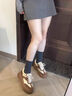 接吻猫赵昭仪/秦岚同款【8cm太妃糖长腿鞋】内增高厚底德训运动小白鞋 慕斯棕 35 (225mm) 实拍图