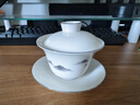 金镶玉羊脂玉瓷三才盖碗功夫茶具白瓷泡茶碗陶瓷茶杯墨岳盖碗130ml 实拍图