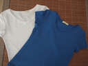 艾路丝婷夏装新款T恤女短袖上衣韩版修身体恤TX3560 宝蓝V领 M 实拍图