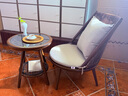 紫叶（ziye）阳台休闲桌椅现代简约藤编茶几组合卧室客厅小户型单人沙发椅子 1胡桃藤坐+茶几配坐垫 实拍图