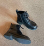 ZHR马丁靴女复古加绒厚底短靴女潮酷系带圆头工装女靴 H156A 黑色 36 实拍图