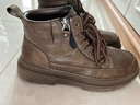 意尔康男鞋休闲板鞋秋冬加绒保暖工装马丁靴复古高帮软面鞋子男 栗棕 40 实拍图