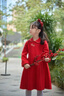巴拉巴拉童装女童新中式针织连衣裙2025款春装红色百褶公主拜年服裙子纯棉 中国红60611 130 实拍图