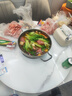 康佳（KONKA）康佳火锅暖菜板饭菜保温板家用热菜板圆形可旋转智能餐桌加热神器 80CM【电磁炉火锅款】白色大理石纹+电动旋转 实拍图