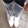 Tuban一次性雨衣长款全身防暴雨成人外穿过膝雨鞋套加厚长户外登山雨裤 成人款【透明过膝 5双】76cm加长 独立包装 实拍图