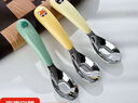 304不锈钢宝宝婴儿元宝勺子儿童自主吃饭训练辅餐具辅食勺喂饭勺 304卡通龙（两支丨绿色） 实拍图