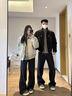 NYING雾面pu皮衣外套男25春秋季新款美式潮牌潮牌复古宽松立领工装夹克 JK306灰色 XL (130-150斤) 实拍图
