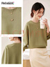 品彩（PinCai）松弛感卫衣女清新橄榄绿圆领宽松卫衣休闲百搭上衣P143W1012 实拍图