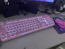 前行者真机械手感蒸汽朋克键盘鼠标耳机三件套装台式电脑办公笔记本外接有线游戏网吧吃鸡薄膜静音键鼠 粉色-白光(复古版)键盘+鼠标 实拍图