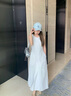 VEGA CHANG无袖连衣裙女2025年夏季新款简约时尚气质背心长裙子 陶瓷白 S 实拍图