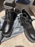 井迈【牛皮】马丁靴男中帮英伦秋冬款增高黑色高帮皮鞋机车工装短靴子 黑色中帮拉链【加绒款】 41 码（=运动鞋42） 实拍图