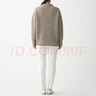 无印良品（MUJI）女式 含牦牛绒羊毛棱纹编织 高圆领宽版毛衣 长袖针织衫 深咖啡色 M -L （165/88A） 实拍图