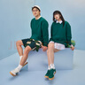 adidas休闲宽松舒适抓绒圆领卫衣套头衫男女阿迪达斯官方轻运动   森林绿/黑色   S 实拍图