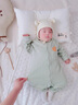 优奇婴儿衣服春秋新款连体衣纯棉宝宝秋款哈衣全棉内衣新生儿睡衣爬服 春秋【纯棉】萌新绿 66cm 实拍图