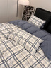 雅鹿抑菌水洗棉四件套轻奢裸睡床单被套可水机洗宿舍单人被罩床上用品 灰大格+蓝灰【母婴级 适合裸睡】 1.8m 床单款 四件套-被套200*230cm 实拍图