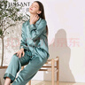 金三塔真丝睡衣女100%桑蚕丝外穿凉感养肤两件套装睡裤居家服父亲节礼物 [凉感]19姆米黛青色 M 实拍图