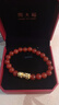 周大福红玉髓双头貔貅福字黄金弹力绳手链/手串 EOR110 实拍图