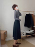 皓娥 黑色百褶西装半身裙女春秋高腰a字遮胯高级感显瘦中长灰色裙子 【黑色含腰带】 M 建议90-100斤 实拍图