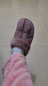 大嘴猴（paul frank）棉拖鞋女舒适家居情侣毛绒棉拖秋冬保暖棉鞋 女款紫色250 PF75156 实拍图