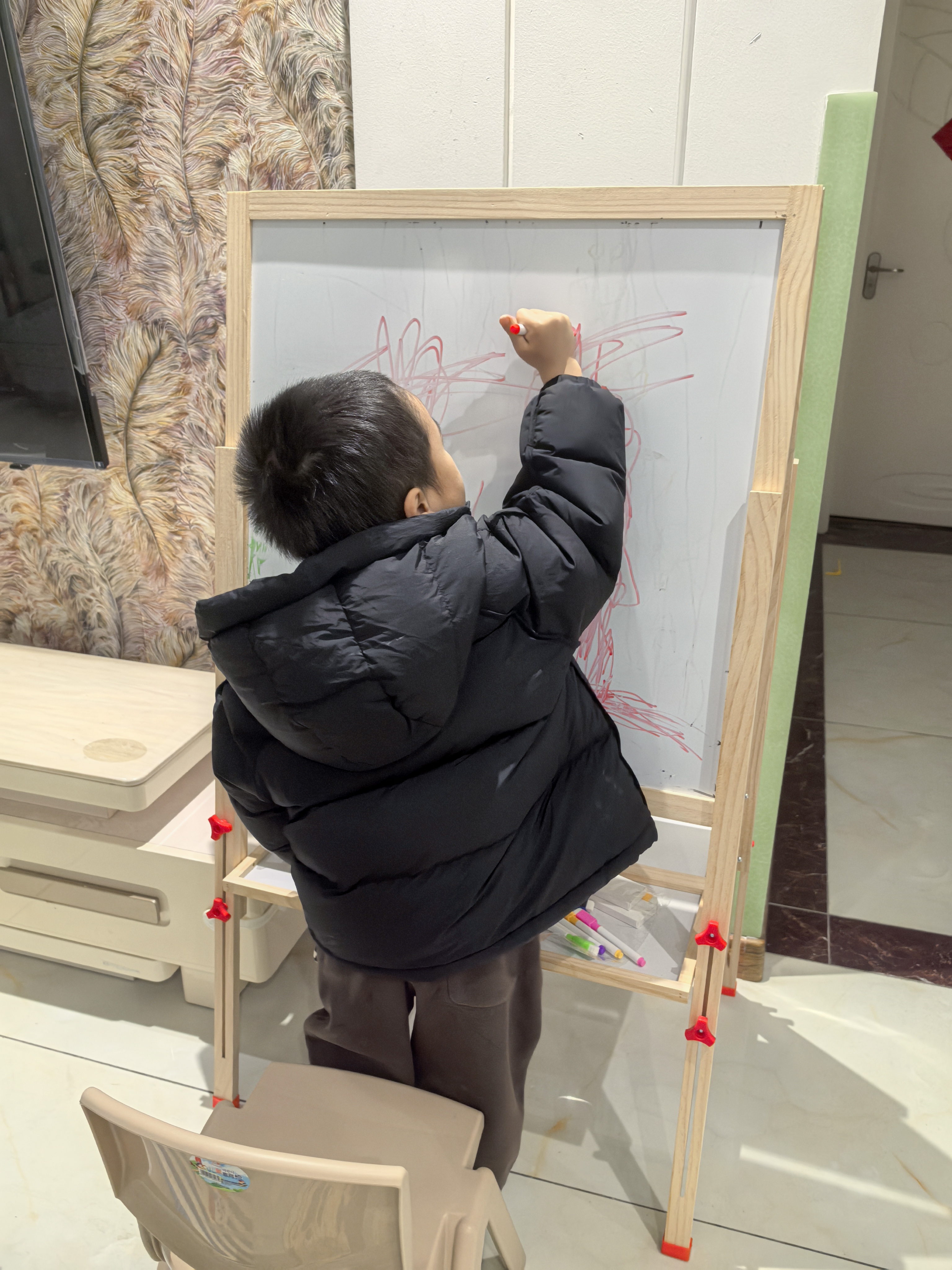 左西男童红色羽绒服冬季2025新款儿童三防加厚保暖外套潮 黑色 110 实拍图