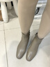莱尔斯丹[奶油可可]小方头拉链粗跟瘦瘦靴女靴女鞋44906 浅啡色CMK 37 实拍图