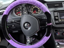方向盘套大众新速腾朗逸迈腾宝来途观l冬季冬d型毛绒毛绒汽车把套 D型-紫色(DF17) 实拍图
