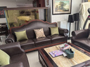 思美琢美式沙发复古实木真皮沙发头层牛皮广东佛山简美田园风格客厅家具 1+1+3 实拍图