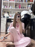 维多利亚的秘密 杨幂田曦薇同款 夏季宅度假天丝绵柔印花凉感睡衣套装女不易皱 2HMN粉白条纹-短袖长裤 XXS 实拍图