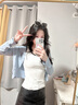 槿城冰丝针织防晒衣开衫女2025新款夏薄款披肩外搭罩衫短款空调衫外套 蓝色-GF1577 均码 【80-125斤】 实拍图