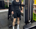 准者健身衣男子春夏新款运动篮球透气速干高弹压缩紧身衣短袖打底套装 ZZ1601134纯正黑 【长袖】 L (175) 实拍图