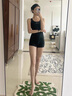 普拉施（PULASSI）泳衣女士连体竞速泳衣女平角游泳衣专业训练显瘦泳装 黑色 L 实拍图