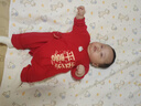 贝瑞加（Babyprints）宝宝拜年服纯棉红色连体衣婴儿百天衣服长袖四季爬服护肚 喜乐66 实拍图