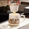 金镶玉陶瓷办公杯专用喝茶杯子茶水分离大容量马克杯礼盒装 水墨雅韵 实拍图