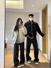 NYING雾面pu皮衣外套男25春秋季新款美式潮牌潮牌复古宽松立领工装夹克 JK306灰色 XL (130-150斤) 实拍图