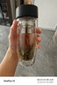 希乐（cille）玻璃杯双层玻璃水杯男士商务带茶隔大茶水分离杯便携创意泡茶杯 黑色（加厚） 260ml 实拍图