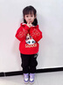真维斯儿童拜年服套装马年中大童过年衣服男女童加绒加厚中国风红色冬装 红 马踏云+黑 马踏云X 160 实拍图