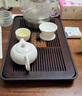 赏福茶盘家用轻奢现代小型沥储水式茶台功夫茶具竹茶盘简约托盘 观山长方盘（黑底）中号 【尺寸看图标注】 实拍图