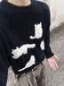 卡图弛cleanfit黑色猫咪毛衣男春秋季美式潮牌打底针织衫高级感慵懒外套 黑色 XL 实拍图