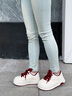 逸兰朵厚底小白鞋子女秋冬季复古百搭加绒增高板鞋2025新款休闲运动鞋 酒红色 37 (235mm) 实拍图