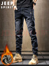 JEEP SPIRIT吉普牛仔裤男秋冬季弹力修身休闲裤新复古回潮裤子 黑色加绒 31 实拍图
