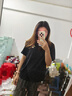 森马（Semir）短袖t恤女宽松凉感上衣夏装可爱刺绣印花圆领百搭正肩修身套头衫 C款-黑色90001 M /160/84A 实拍图